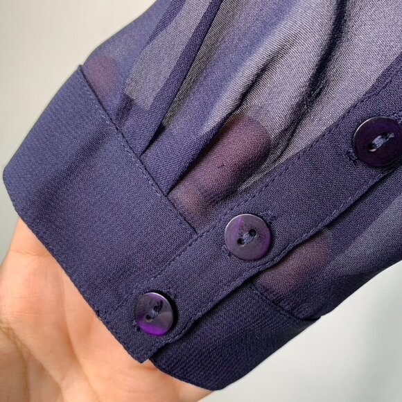 Soft Surroundings Women's Navy Blue Sheer Button Down Blouse Size Petit Medium - Picture 13 of 16